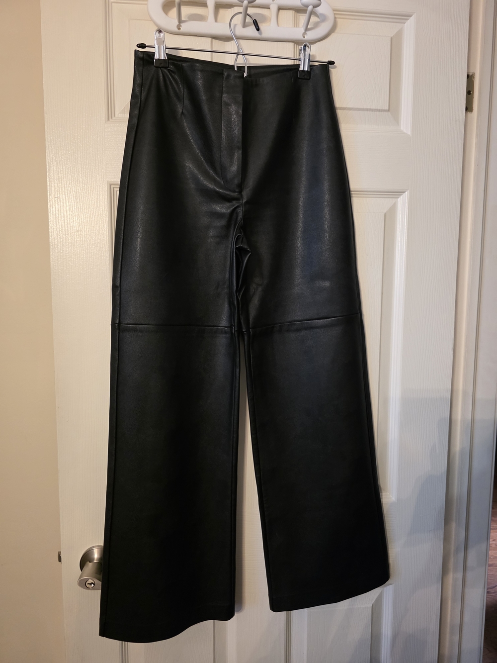 Wilfred Black Faux Leather Pants with Button Waist Detail